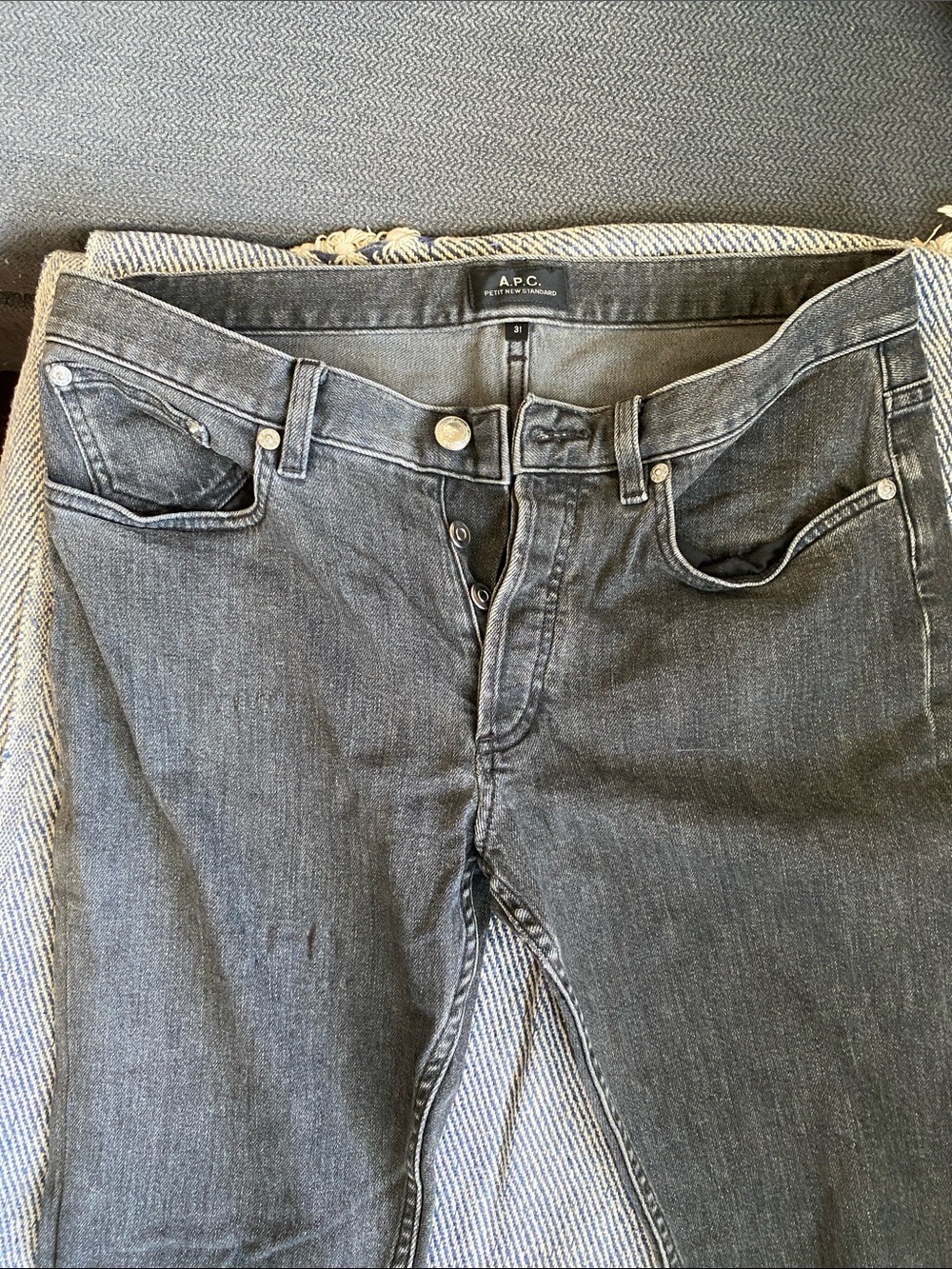 A.P.C. Men's Slim Straight Washed Black Denim Jeans